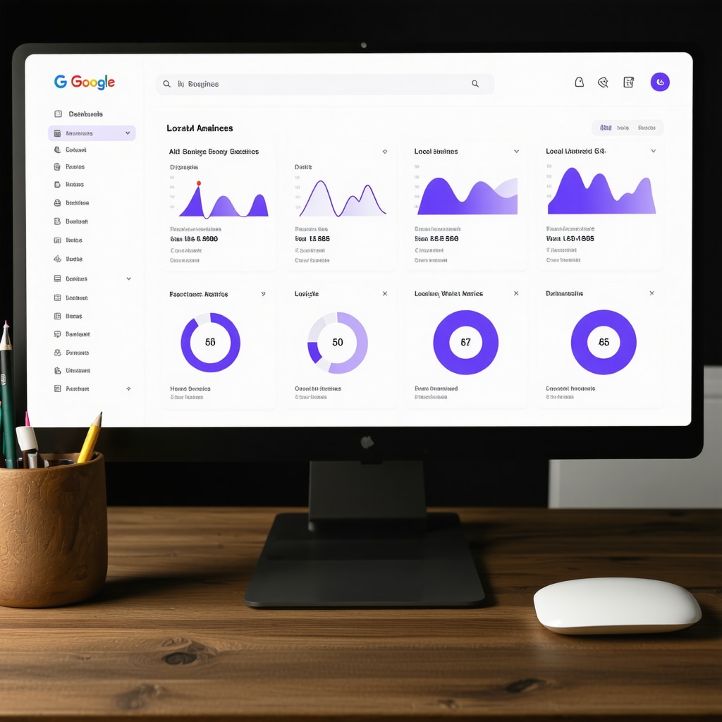 Dashboard showing Google My Business data analytics and AI tools for local SEO optimization