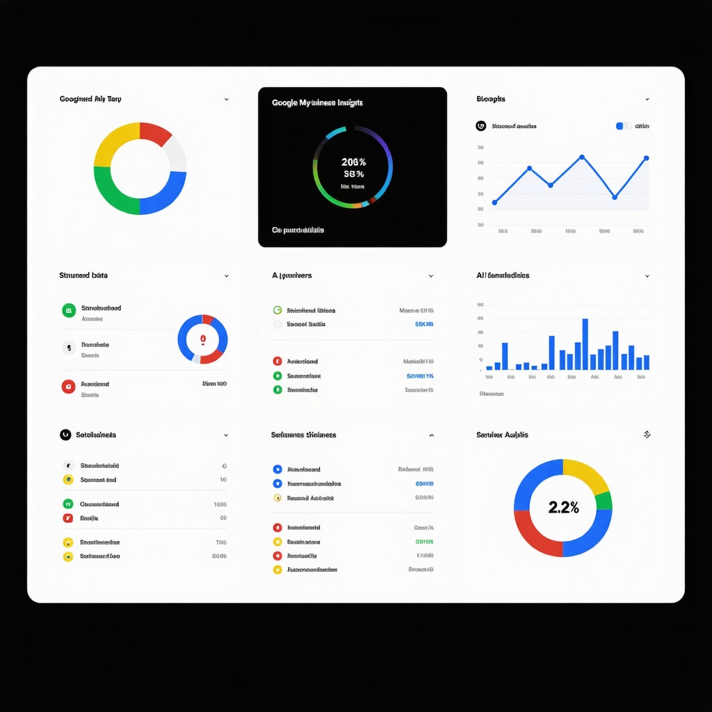 Dashboard showcasing Google My Business behavioral data, structured data markup, and AI sentiment analysis for local SEO