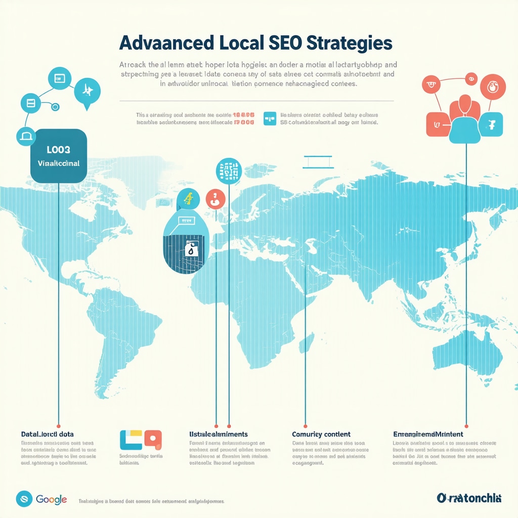 Infographic depicting AI, structured data, and hyperlocal content integration for local SEO optimization