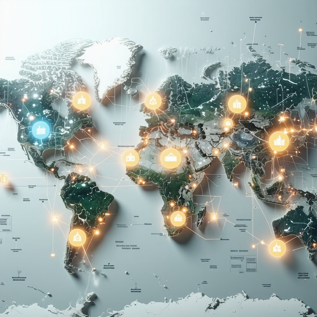 Digital dashboard showing AI analytics and blockchain verification icons linked to customer reviews on a map