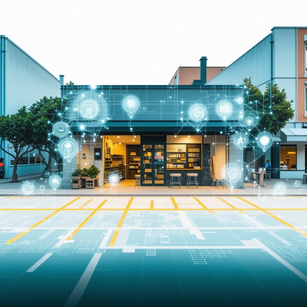 Digital map with geo-spatial data and AR highlighting local business for GMB optimization
