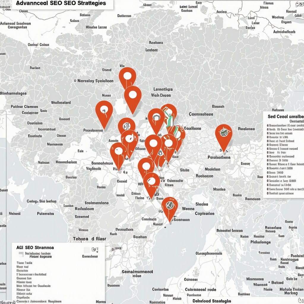 Digital map with geospatial data points and AI analytics representing advanced local SEO citation strategies