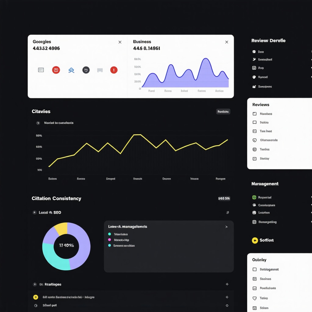 Analytics dashboard displaying Google Business Profile metrics and local SEO data visualization