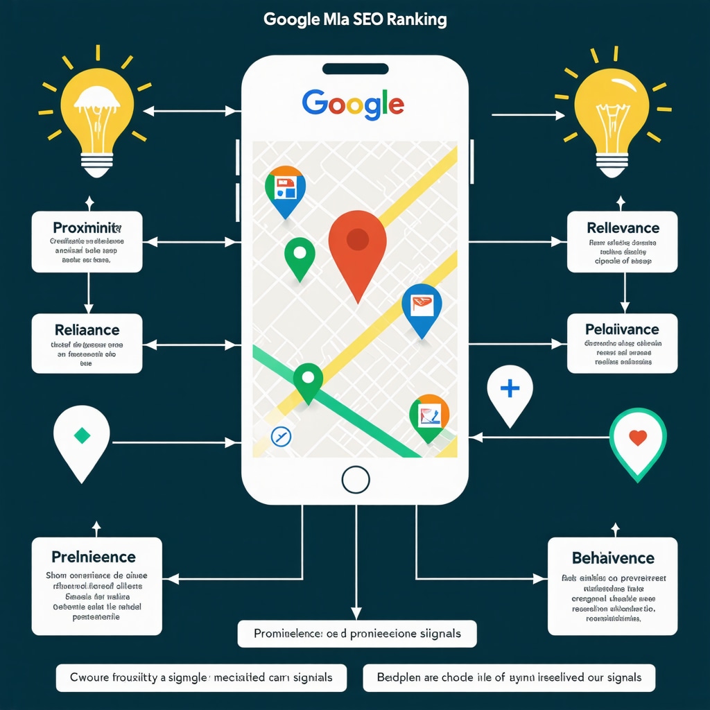 Infographic showing Google Maps SEO key ranking factors and their relationships
