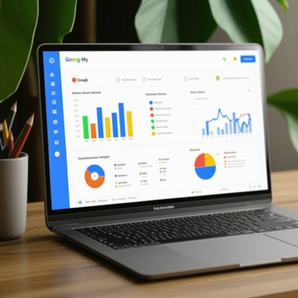 Dashboard showing Google My Business Insights with graphs and charts for local SEO analysis