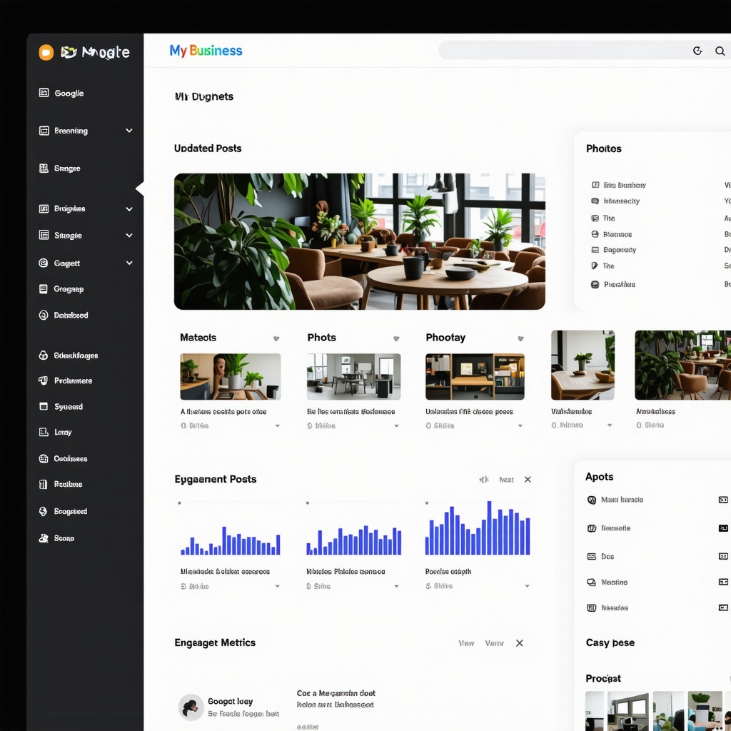 Screenshot of a Google My Business profile with fresh posts, photos, and analytics data