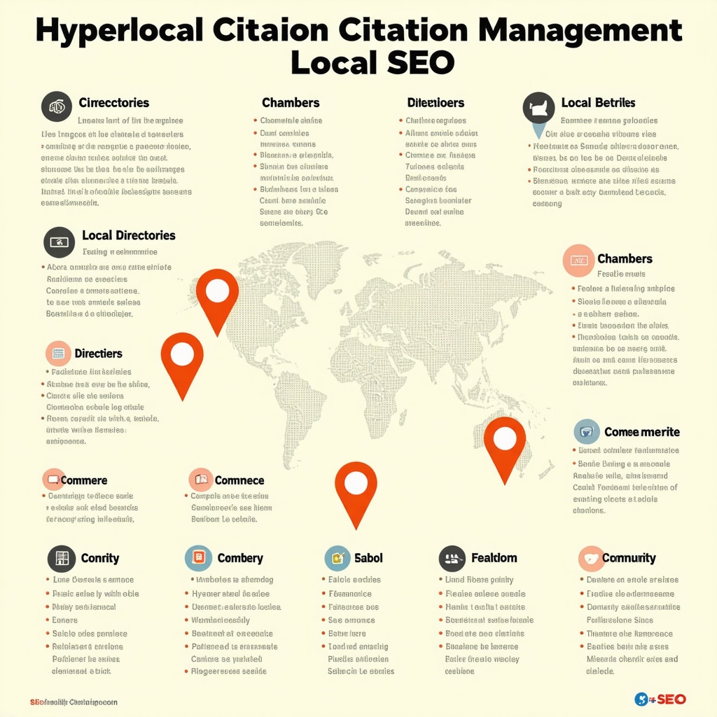 Infographic illustrating hyperlocal citation sources and their role in local SEO