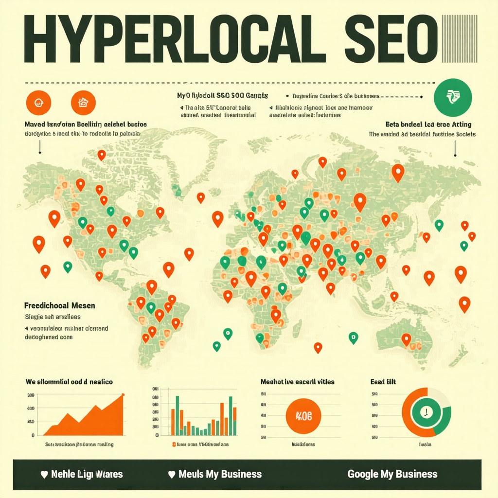 Infographic showing hyperlocal SEO strategies and predictive analytics integration for GMB optimization