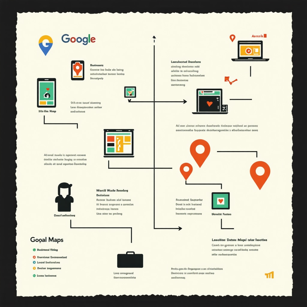 Infographic depicting how structured data markup and local SEO strategies improve Google Maps rankings