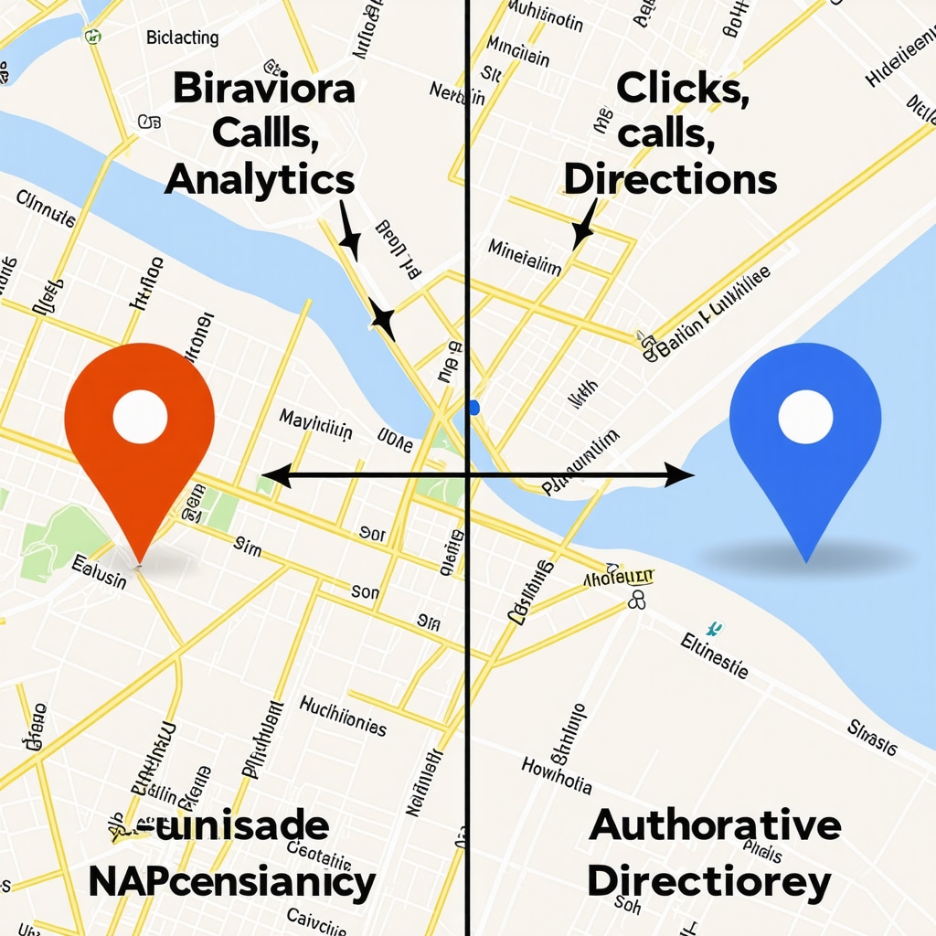 Infographic depicting behavioral signals and citation quality working together to improve Google Maps rankings
