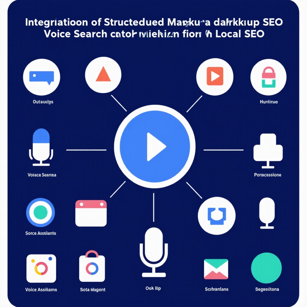 Diagram illustrating the synergy between structured data markup and voice search optimization for enhanced local SEO