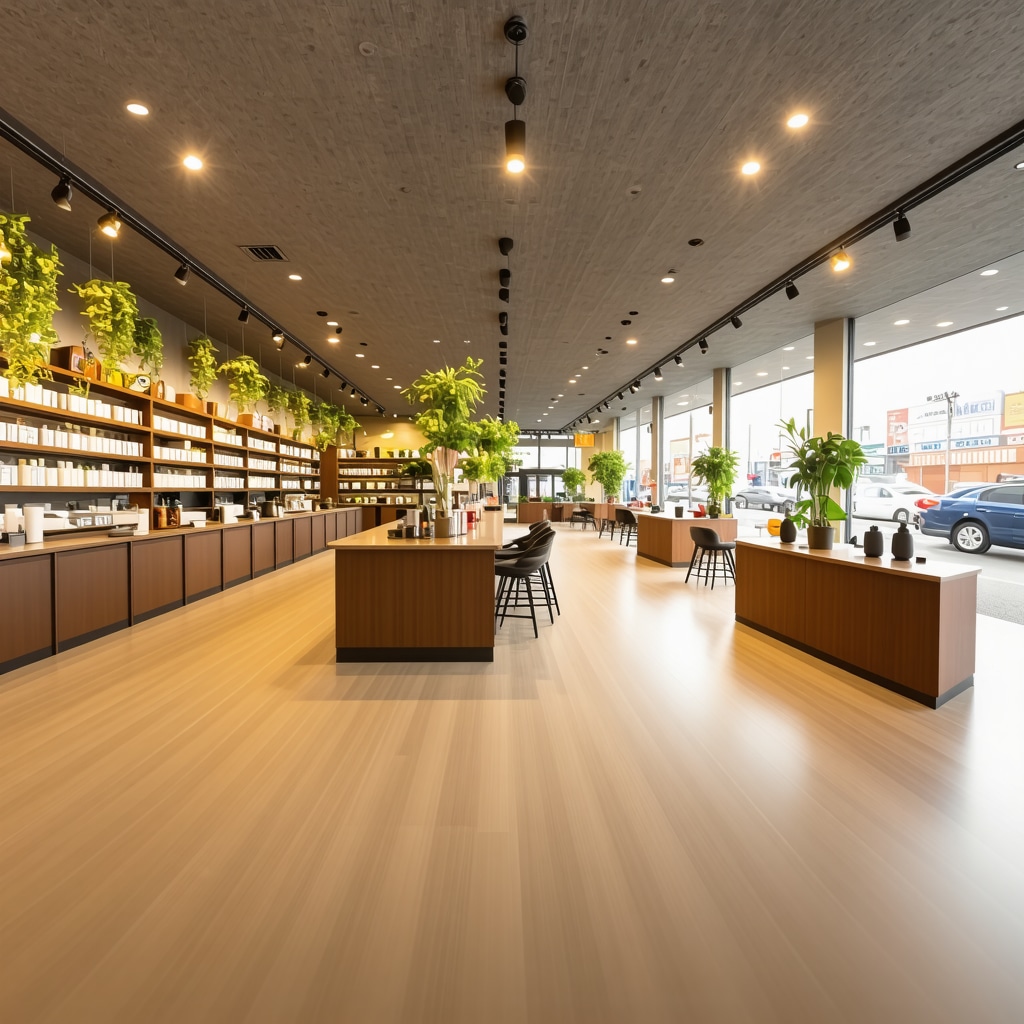 Interactive 360-degree virtual tour image showcasing a local business interior with products and customer engagement