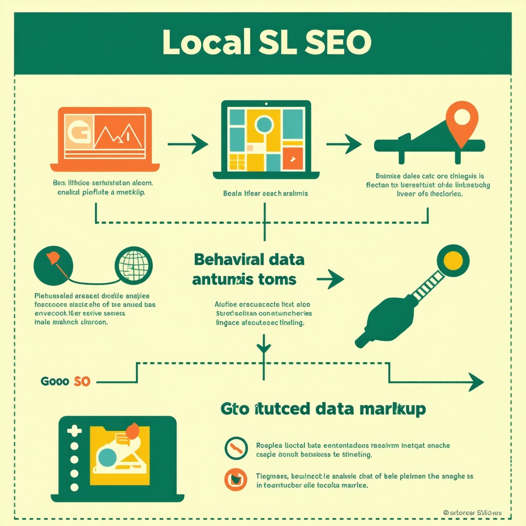 Infographic showing behavioral analytics and structured data markup improving small business local SEO on Google