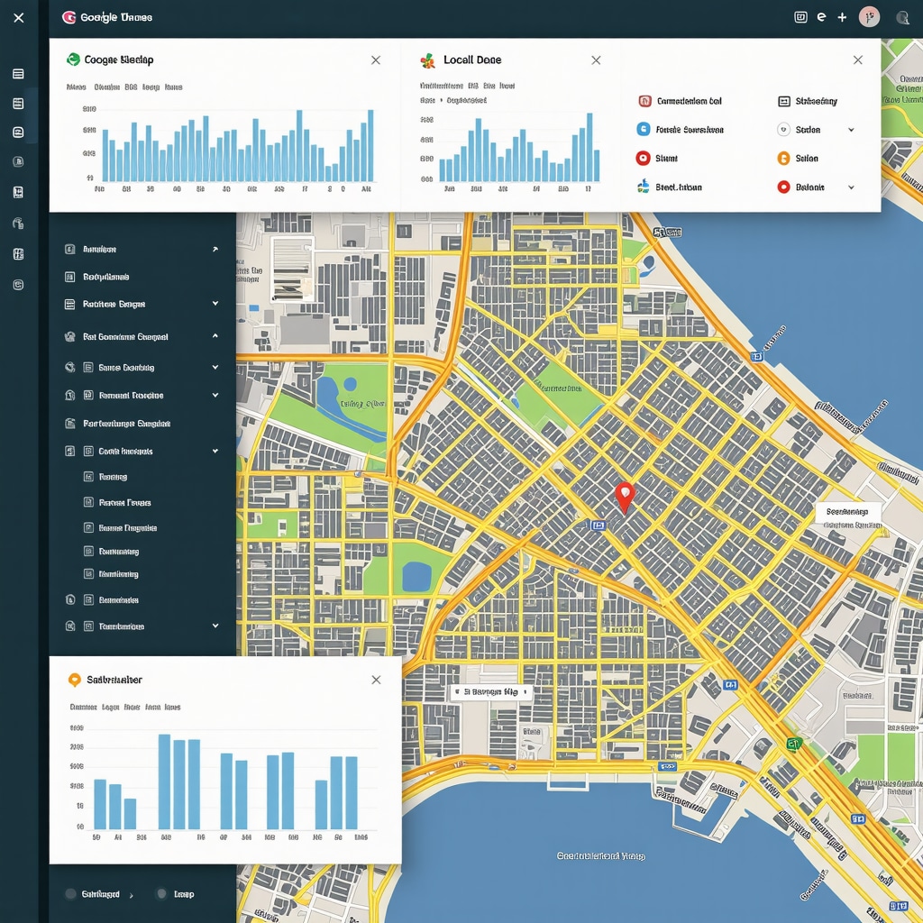 Dashboard showing predictive analytics charts and localized marketing maps representing advanced Google Maps SEO strategies