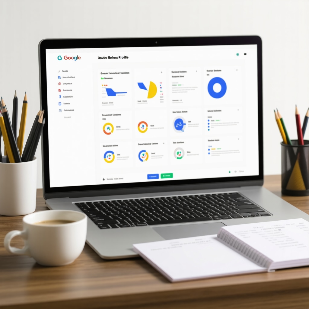 Digital workspace displaying semantic keyword clusters and review analytics for Google Business Profile