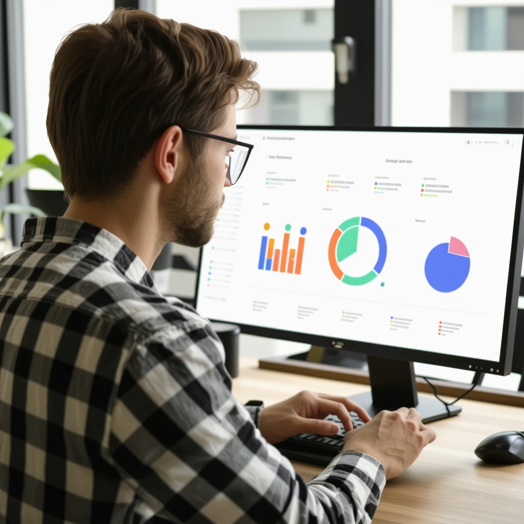 Business owner analyzing AI-powered local SEO data on computer
