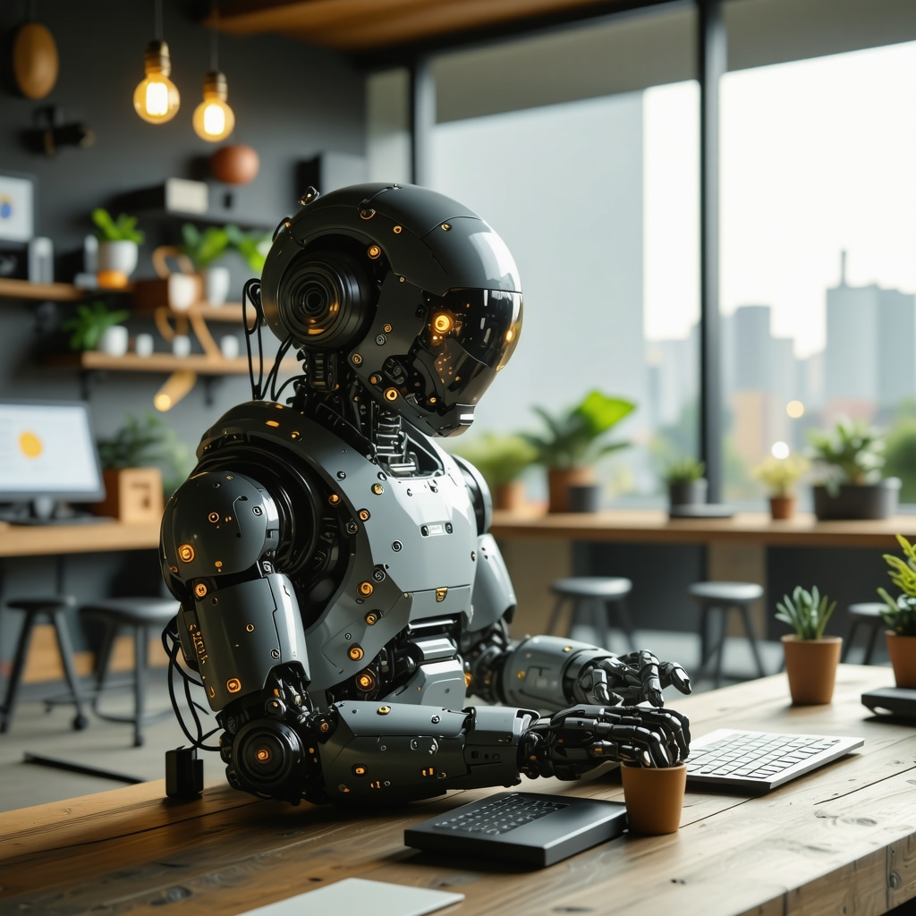 Modern digital workspace showcasing AI tools for local SEO