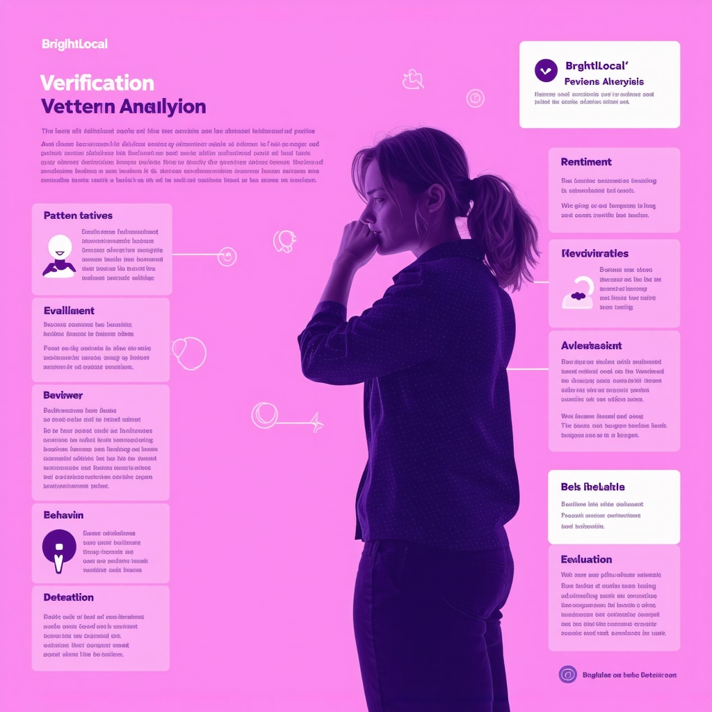 Infographic showing BrightLocal's AI review verification process with pattern analysis and sentiment detection