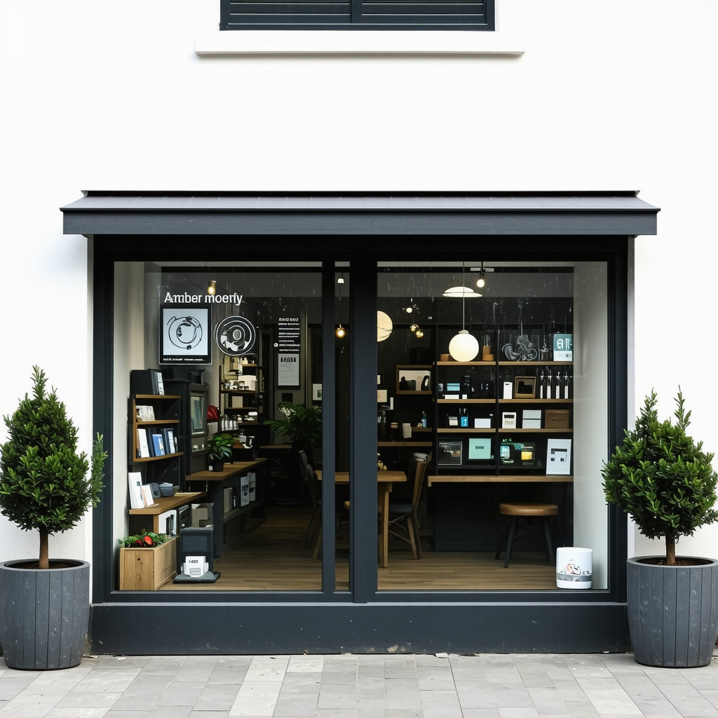 Digital interface showing analytics data over a storefront, symbolizing AI-driven GMB strategies.