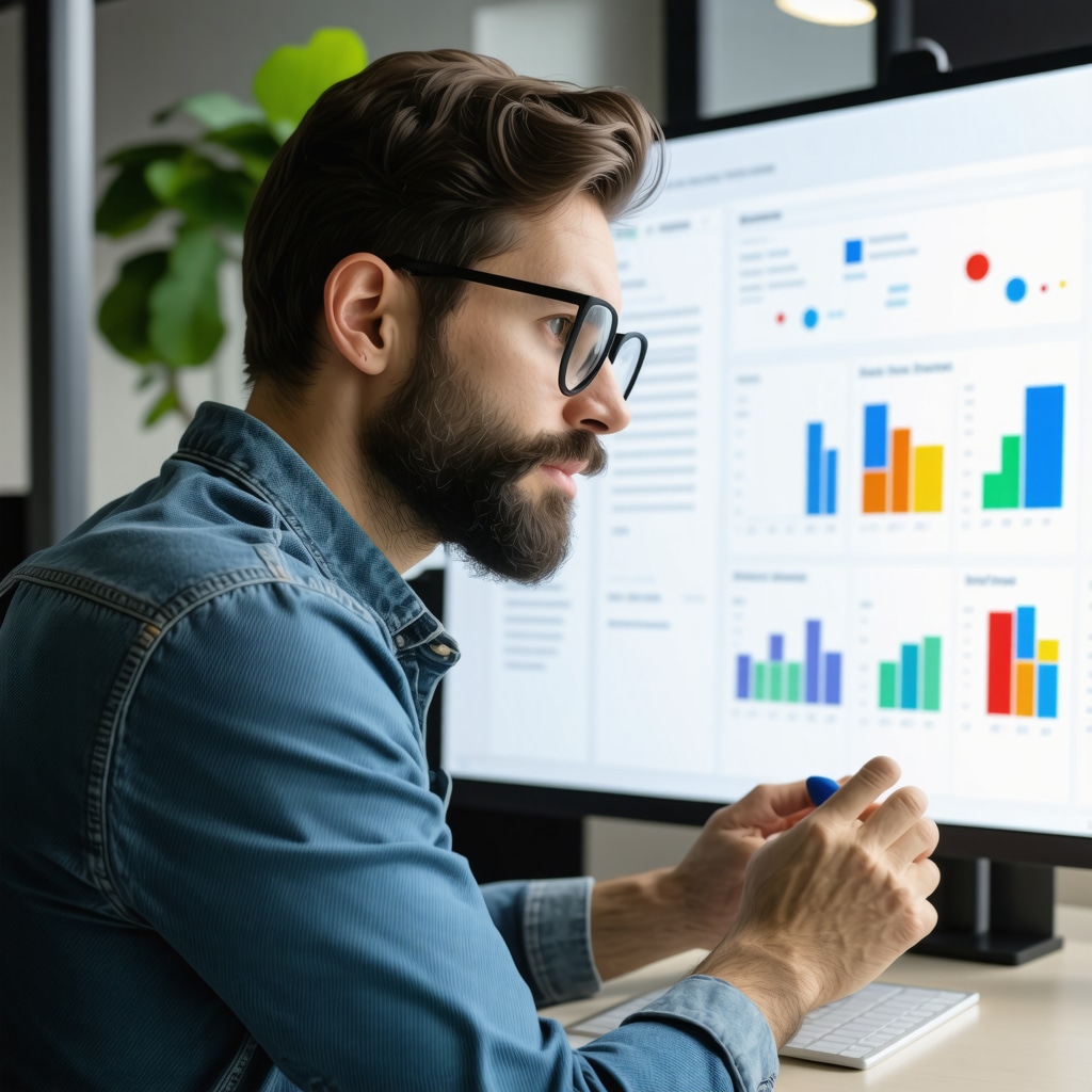 Business owner reviewing AI-driven local SEO analytics on a computer screen