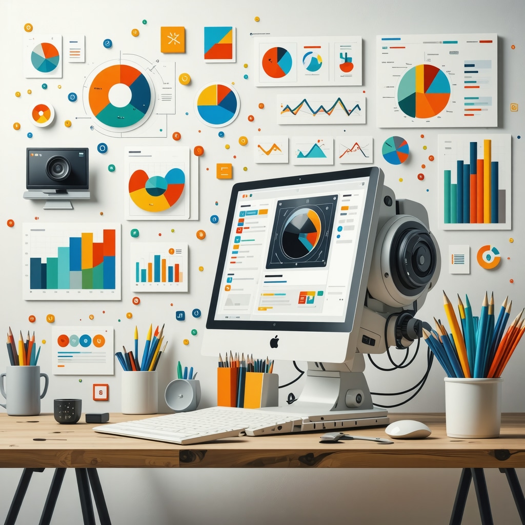Illustration of AI tools managing local SEO content and reviews in a digital workspace