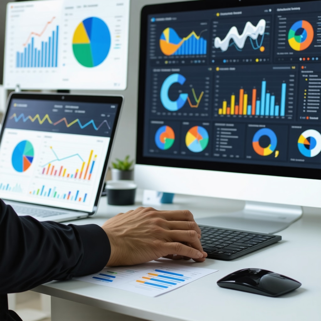 Business analyst studying review insights and sentiment analysis dashboards