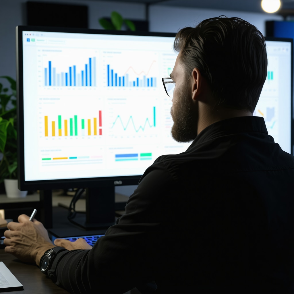 Business owner reviewing local SEO analytics on a computer screen.