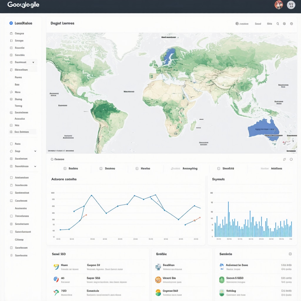 Dashboard with AI analytics, maps, keyword clusters, and automation workflows for GMB optimization