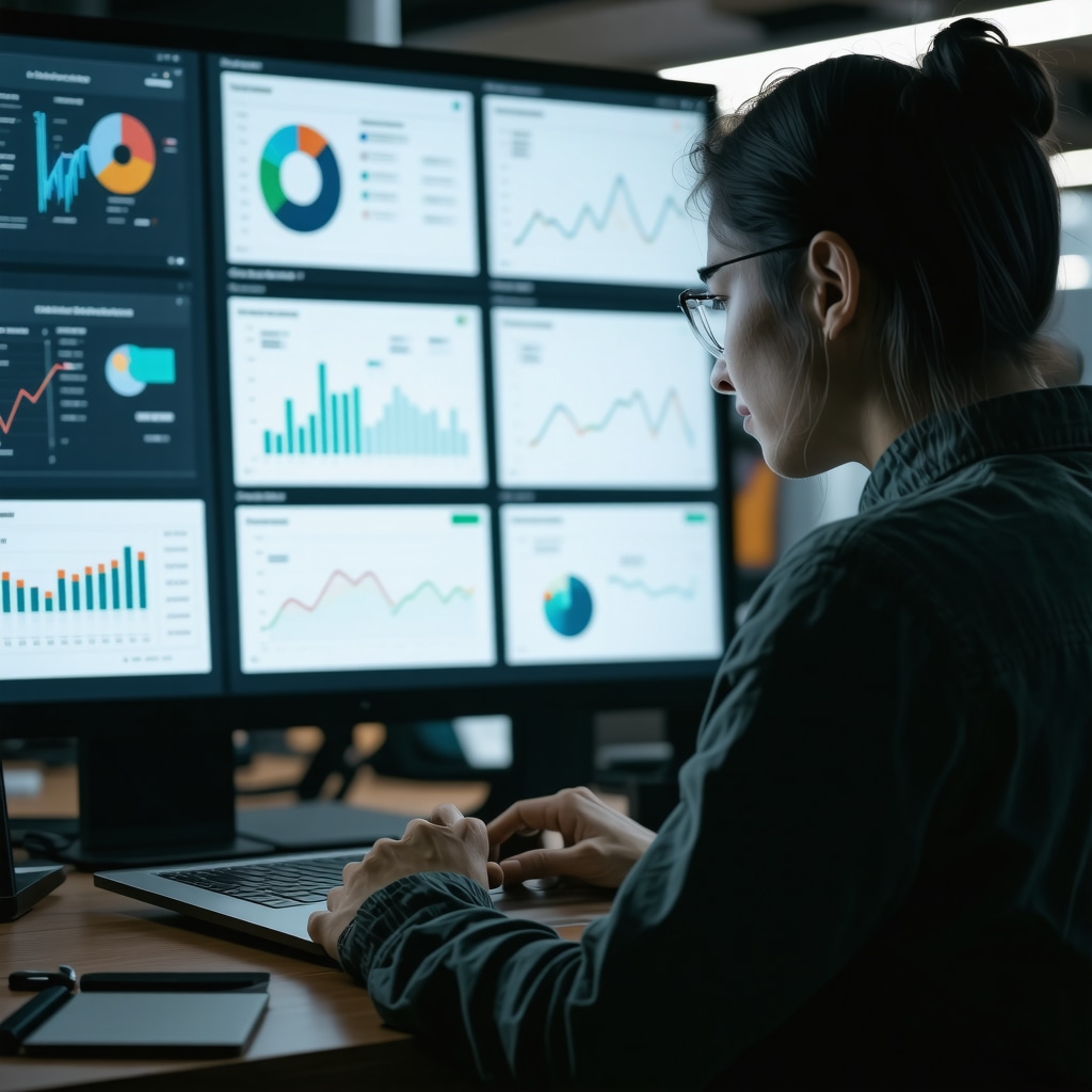 Dashboard displaying AI analytics and local SEO metrics with human interaction