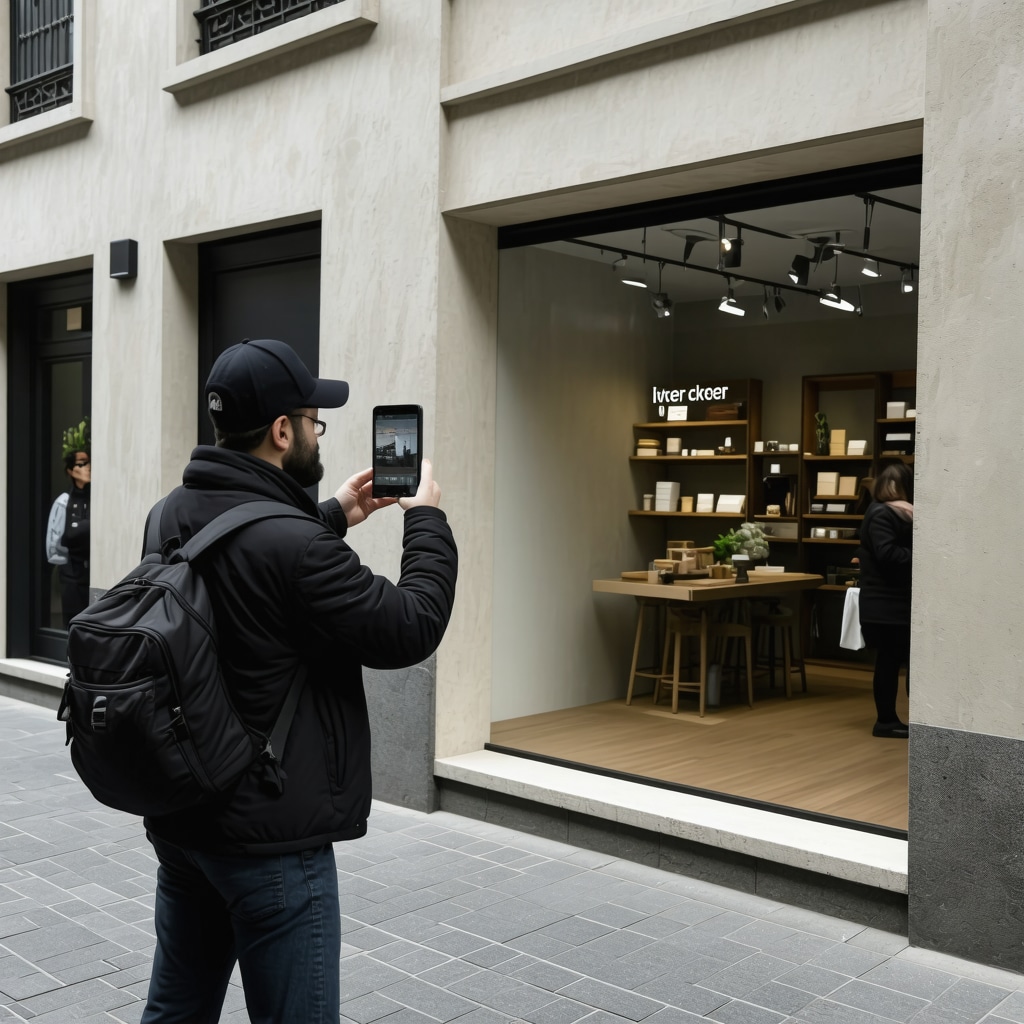 Customer engaging with augmented reality to explore a store