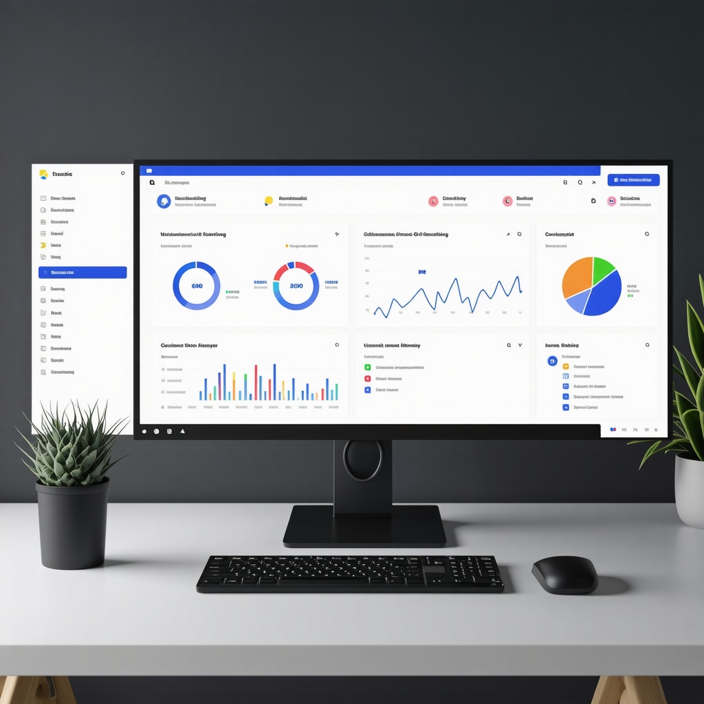 Modern workspace with AI tools analyzing Google My Business data