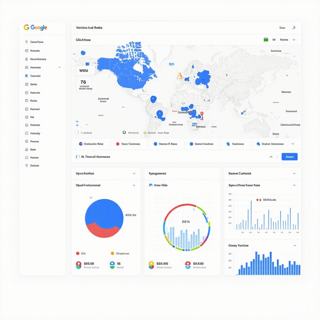 Dashboard showing advanced Google My Business analytics with graphs and local map highlighting hyperlocal content