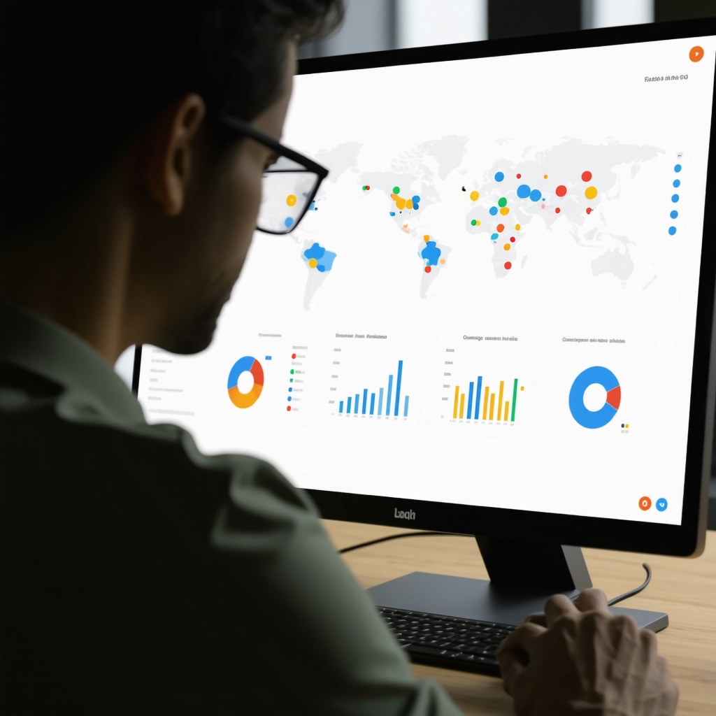 Business owner reviewing local SEO performance data on a digital dashboard