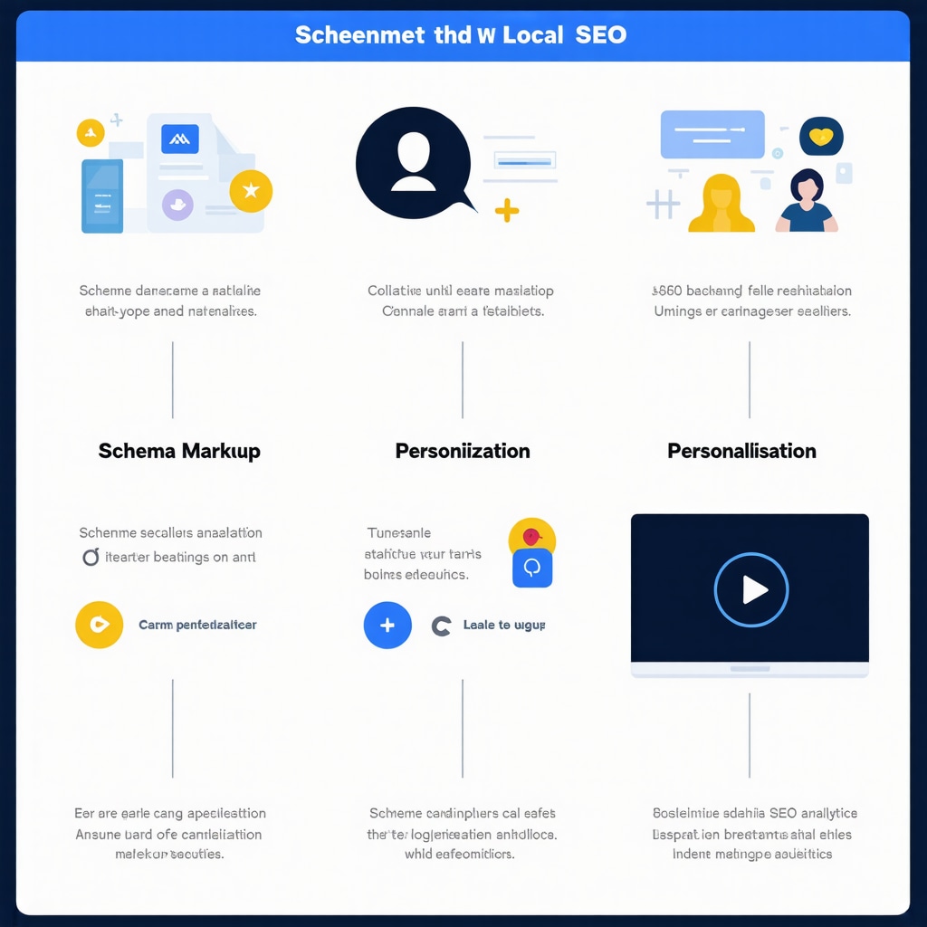 Diagram showing schema, personalization, and analytics in local SEO