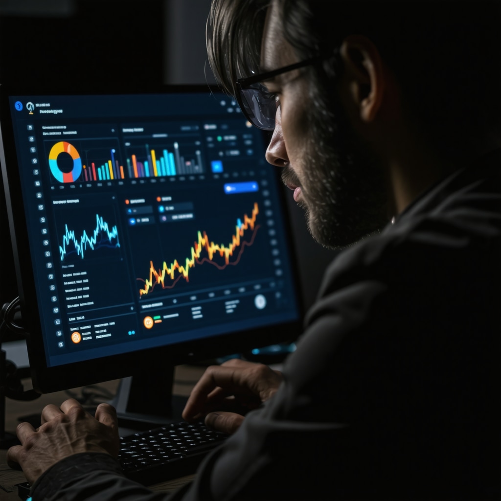 Marketing professional reviewing local SEO analytics on computer.