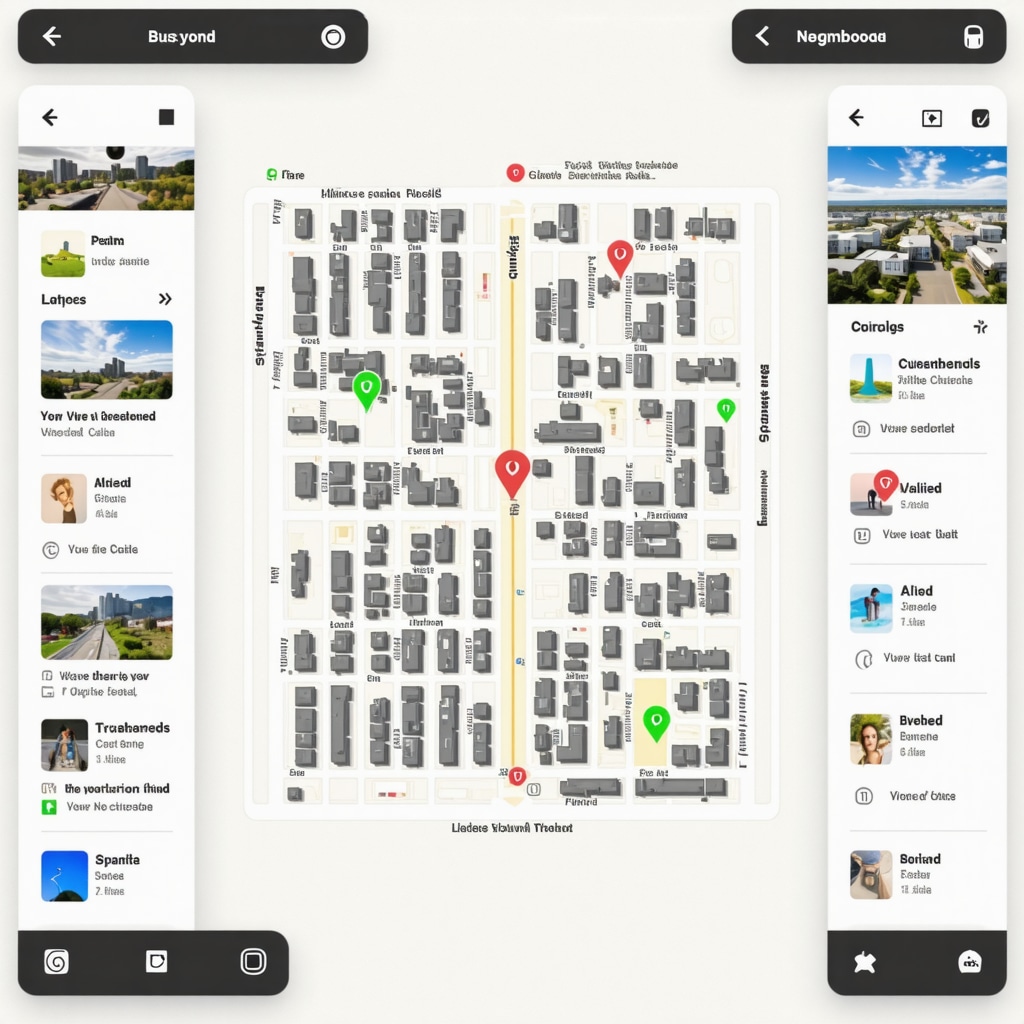 Neighborhood map with AR features highlighting local landmarks and businesses