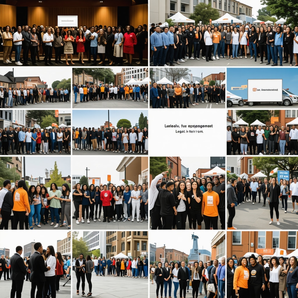 A collage showcasing local community events, partnerships, and neighborhood landmarks highlighting hyperlocal GMB strategies.