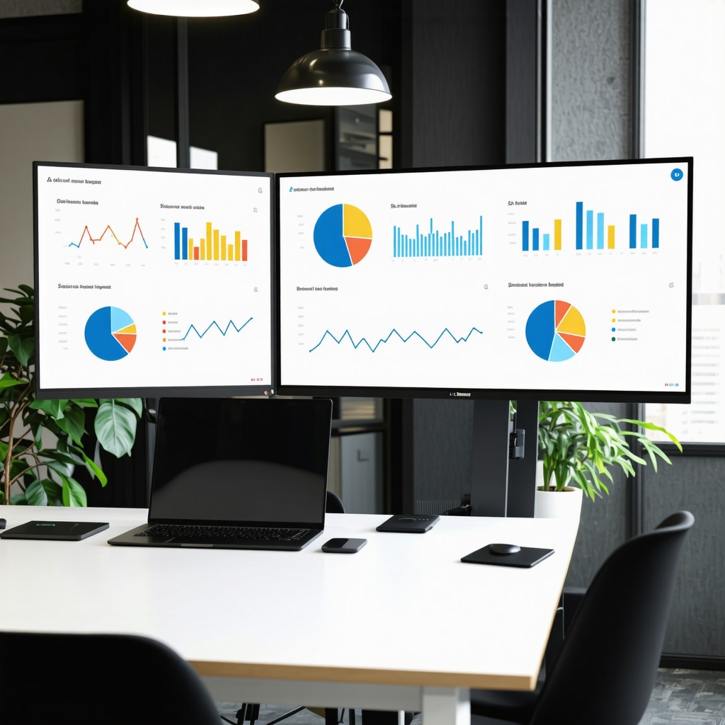 Business analyst reviewing local SEO metrics on a digital dashboard.