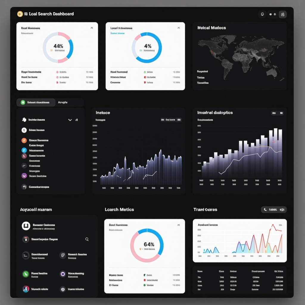 Screenshot of local SEO analytics dashboard with graphs and metrics.