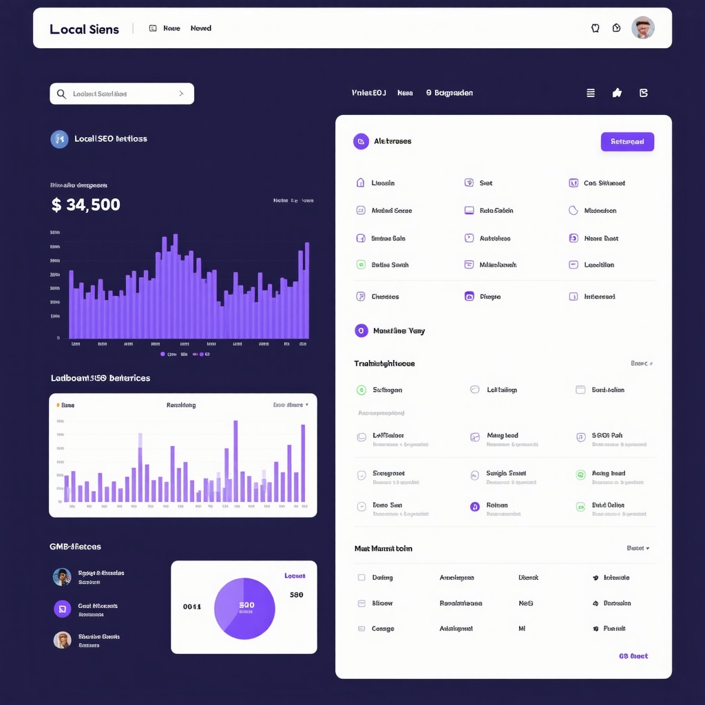 Analytics dashboard displaying local SEO metrics and Google My Business insights.