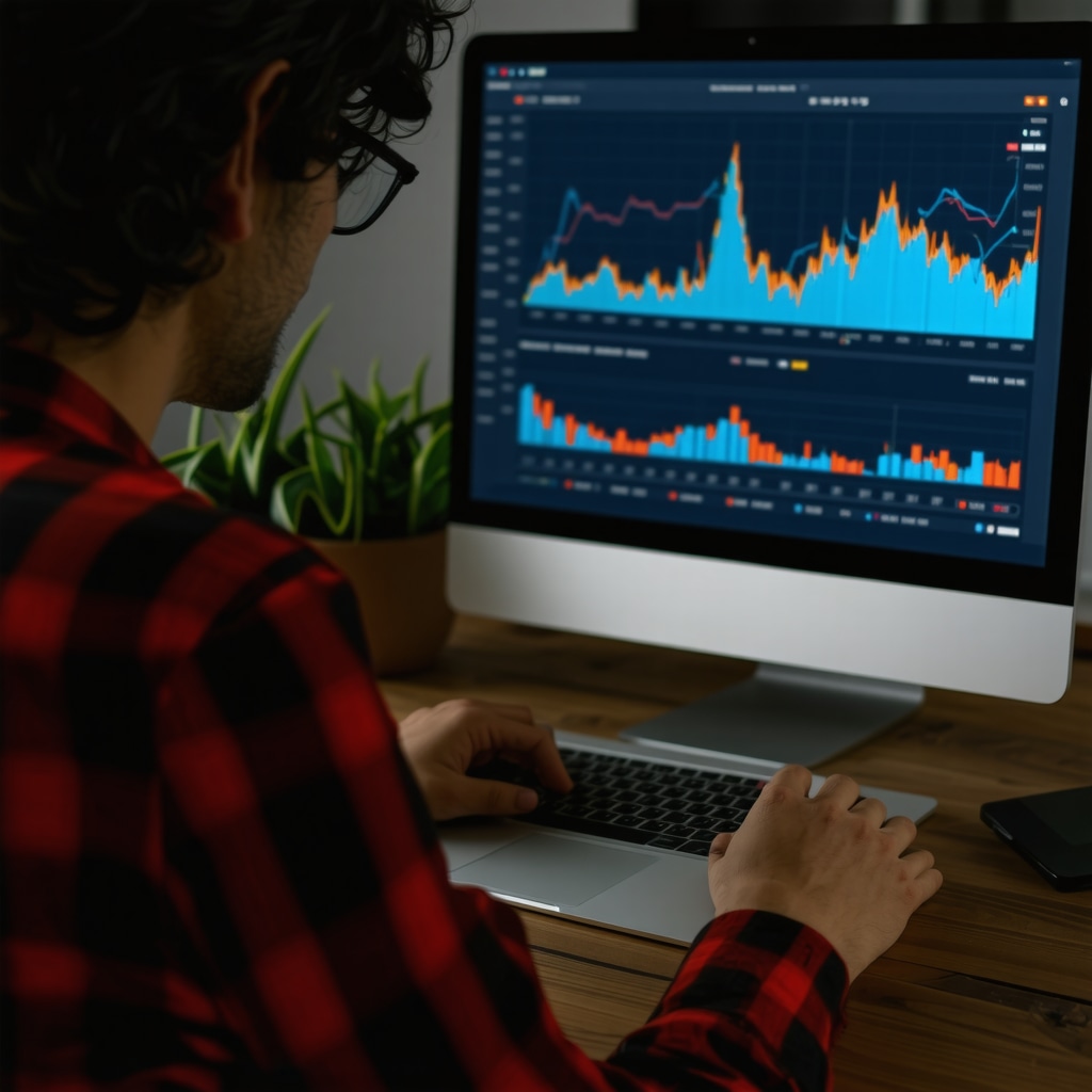 Business owner reviewing local SEO performance metrics with graphs and charts