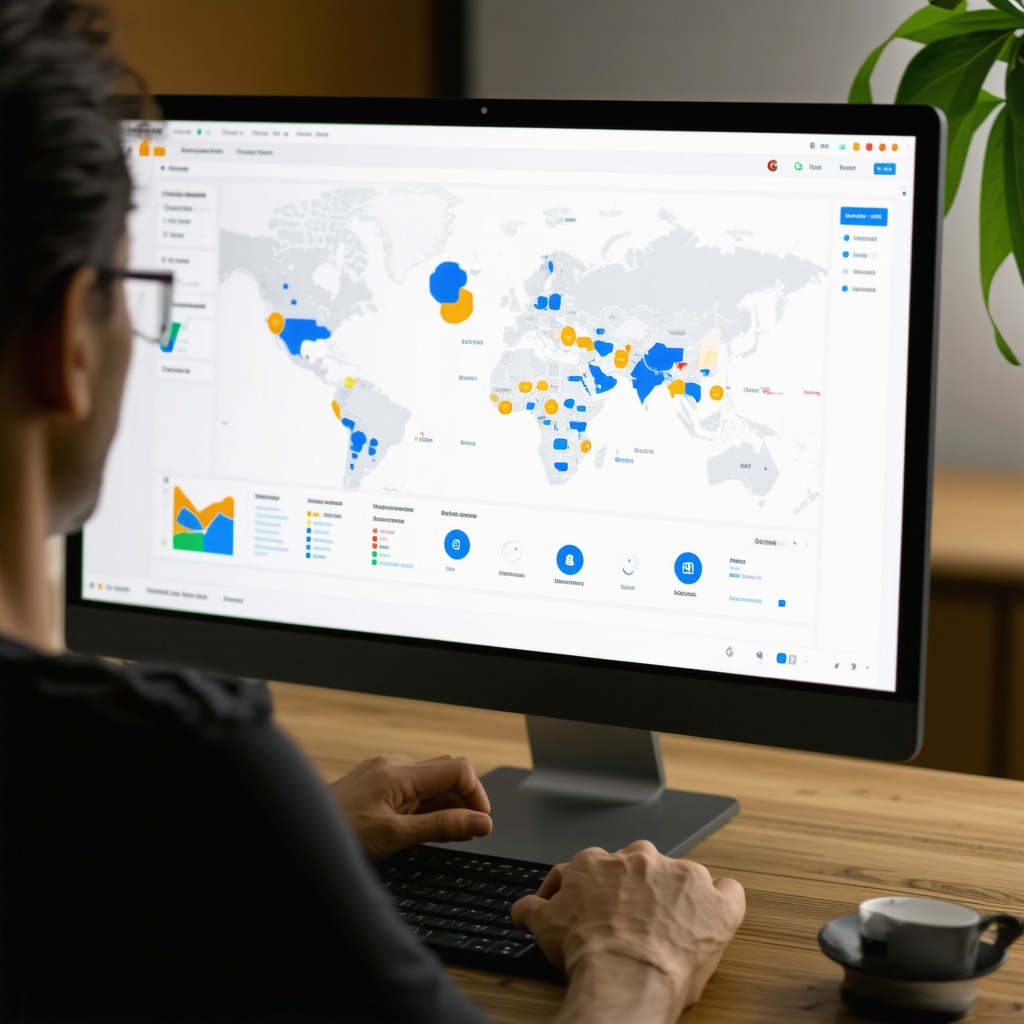 Person analyzing local SEO analytics with maps and graphs