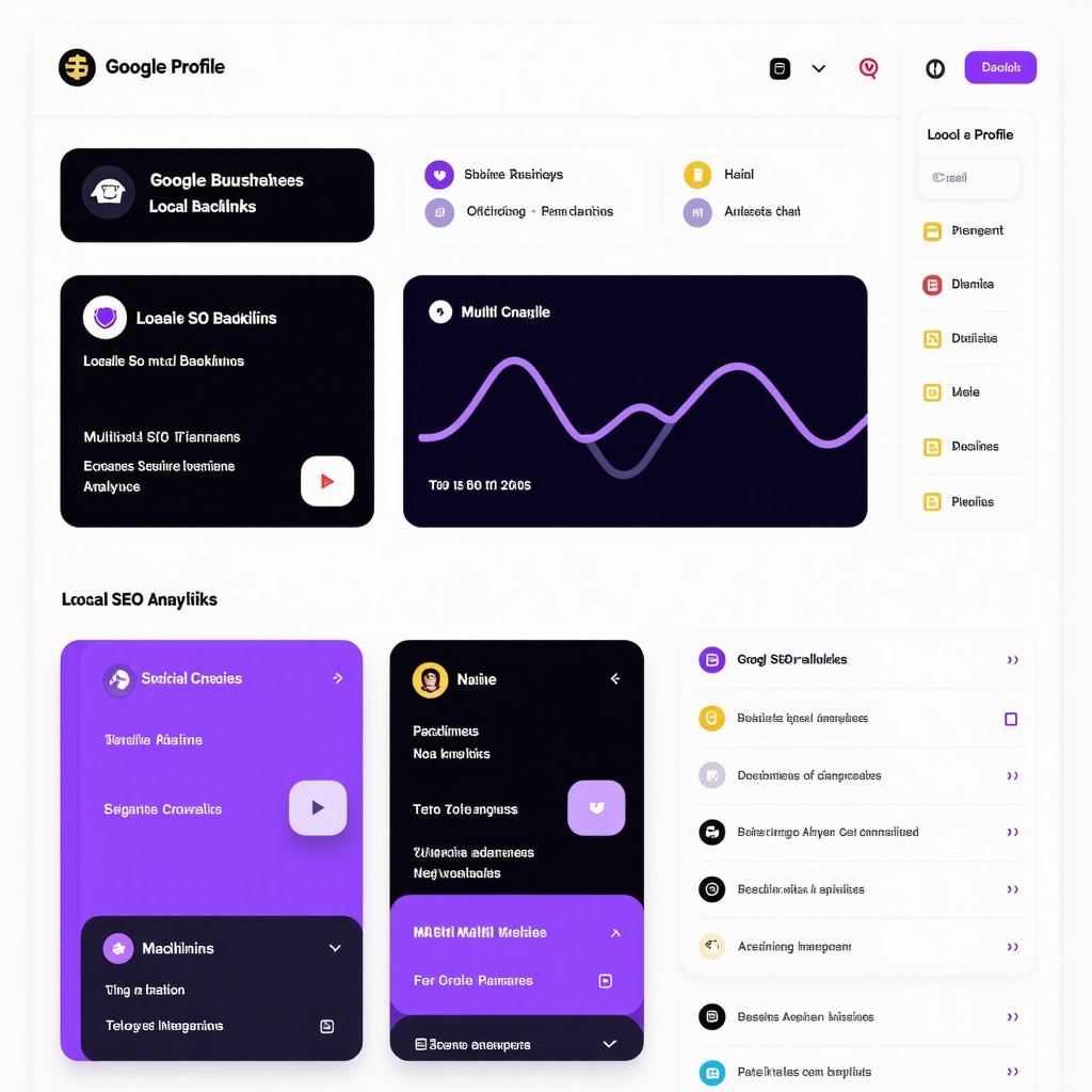 Dashboard displaying backlink profiles, local SEO analytics, and integrated marketing campaigns for Google Business Profile