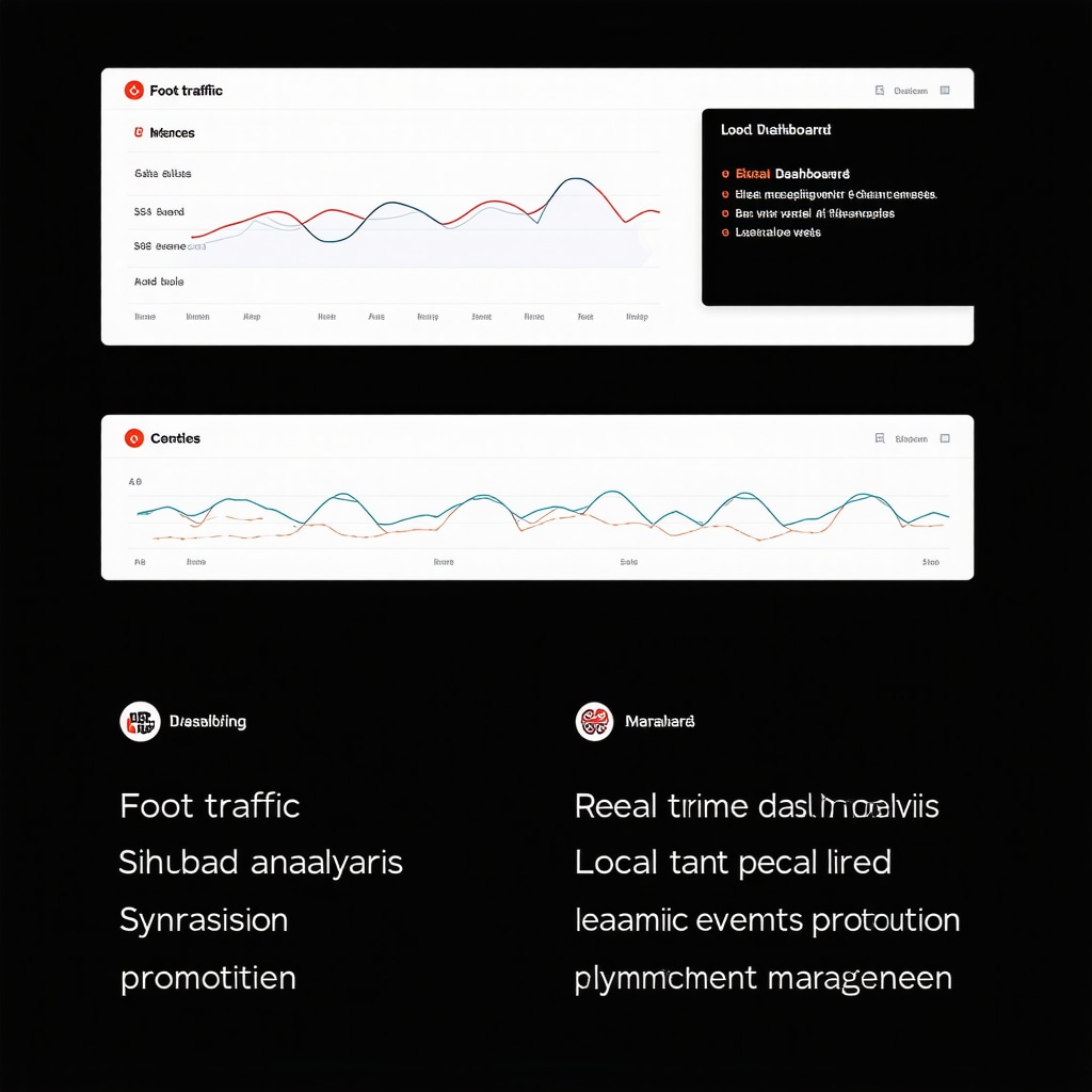 Real-time analytics dashboards showing local foot traffic and event data.