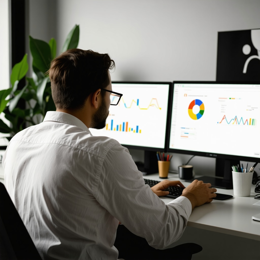 Digital marketer analyzing GMB performance using analytics dashboard