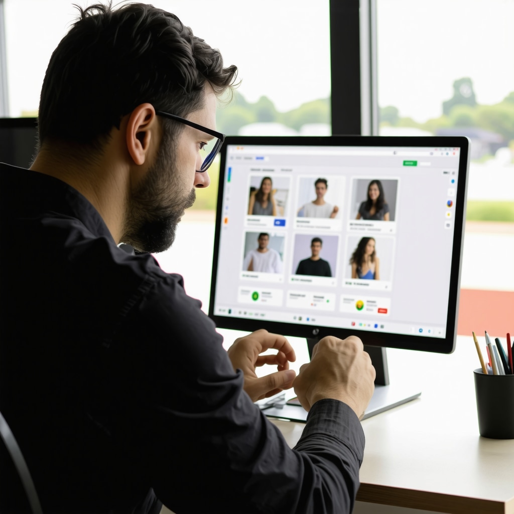 Digital marketing expert reviewing GMB profiles with analytics tools