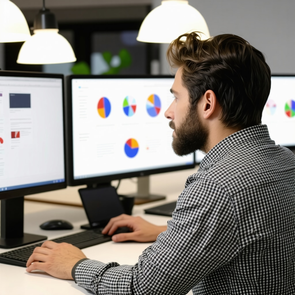 SEO professional reviewing citation analytics in a modern office setting