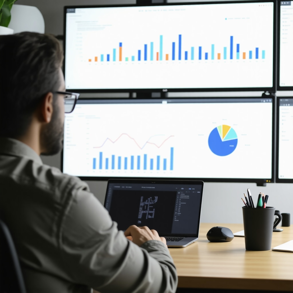 Business owner studying analytics and graphs for local SEO optimization
