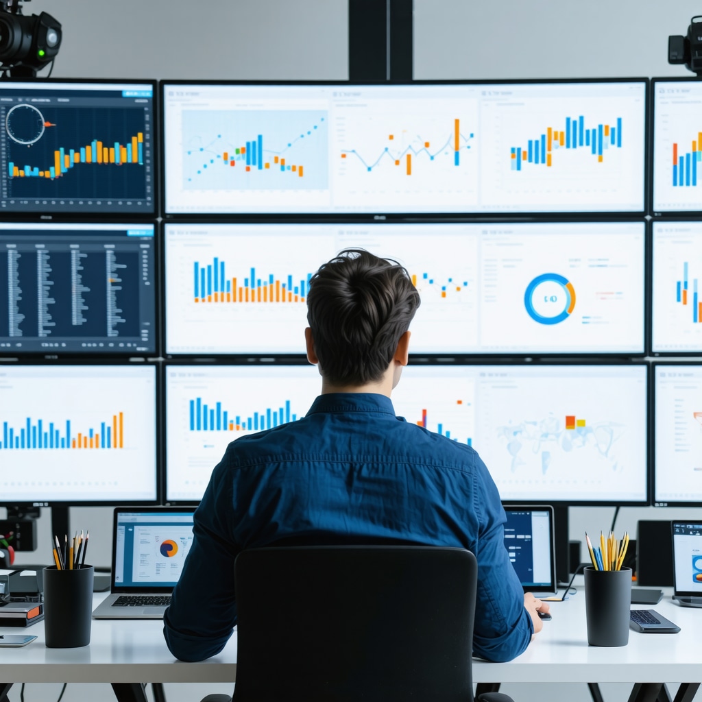 SEO specialist reviewing local search analytics with charts and maps