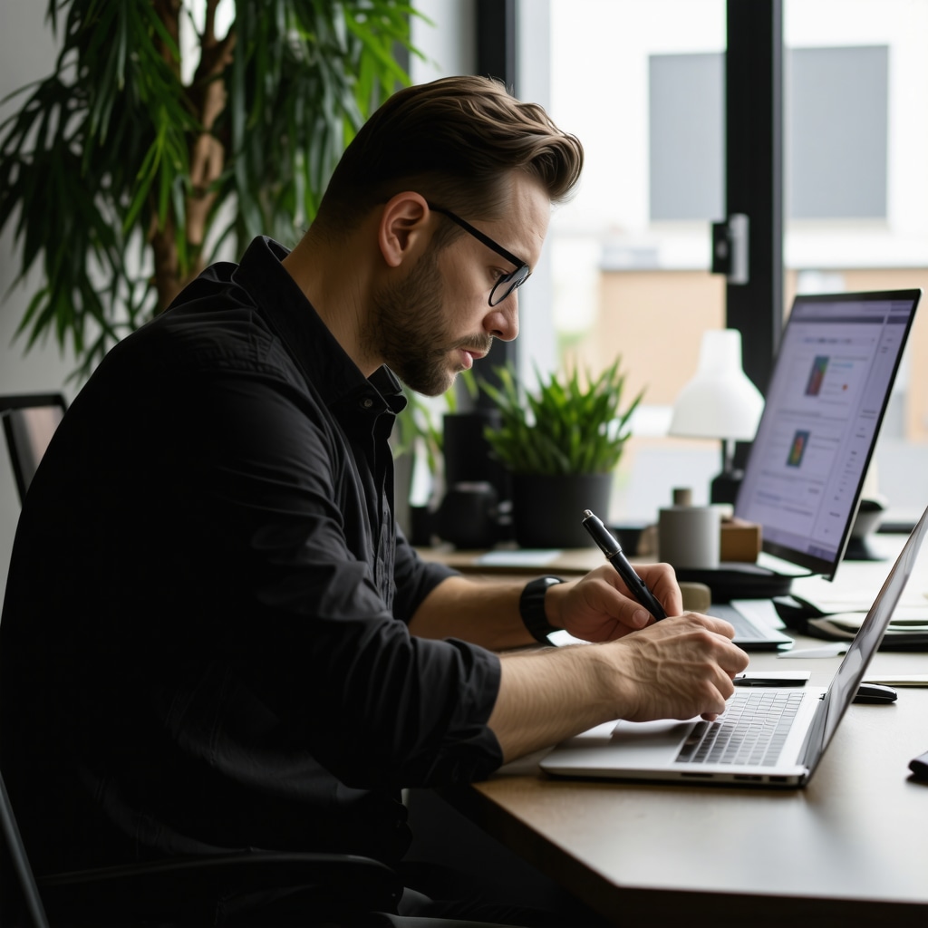 Business owner analyzing schema markup and citation consistency for local SEO excellence